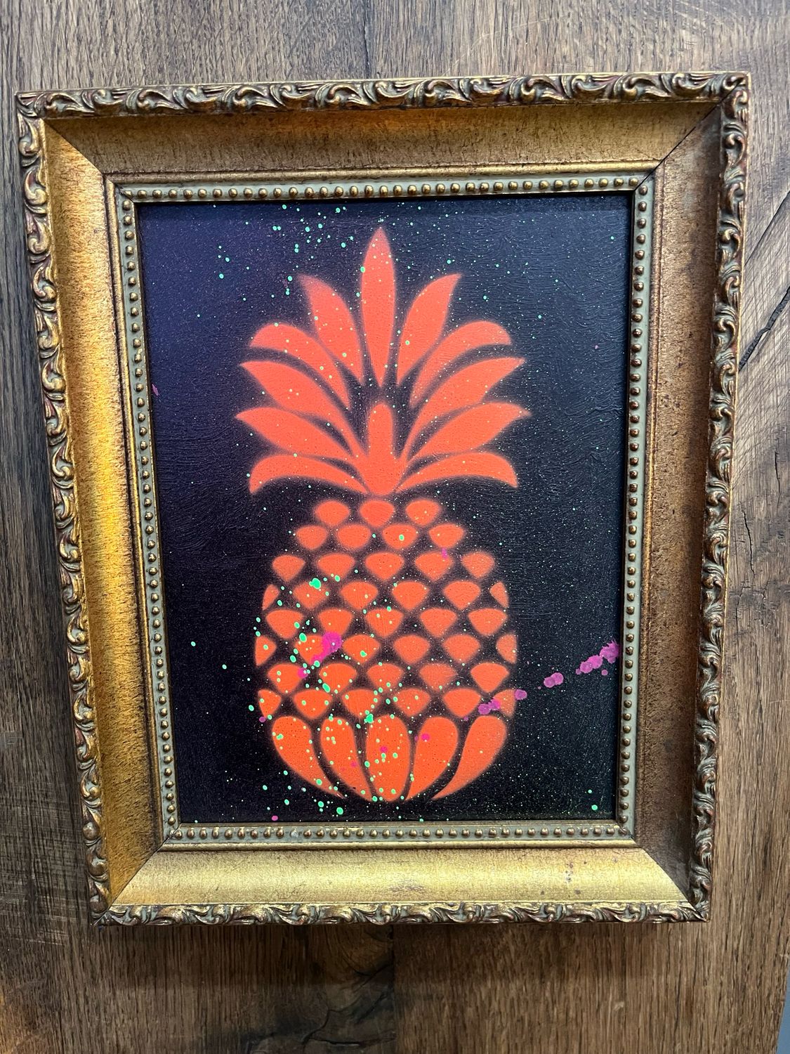 Pineapple In Vintage Frame, Can Be Upside Down Or Not.