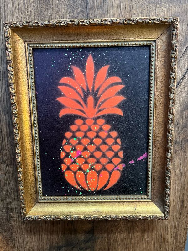 Pineapple In Vintage Frame, Can Be Upside Down Or Not.