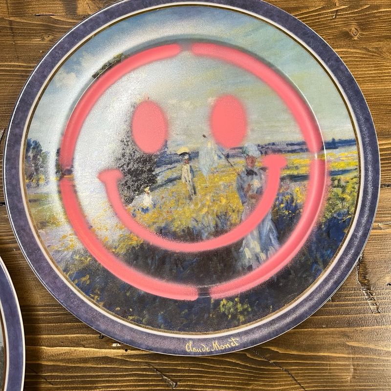 Vandalised Claude Monet Decorative Plate