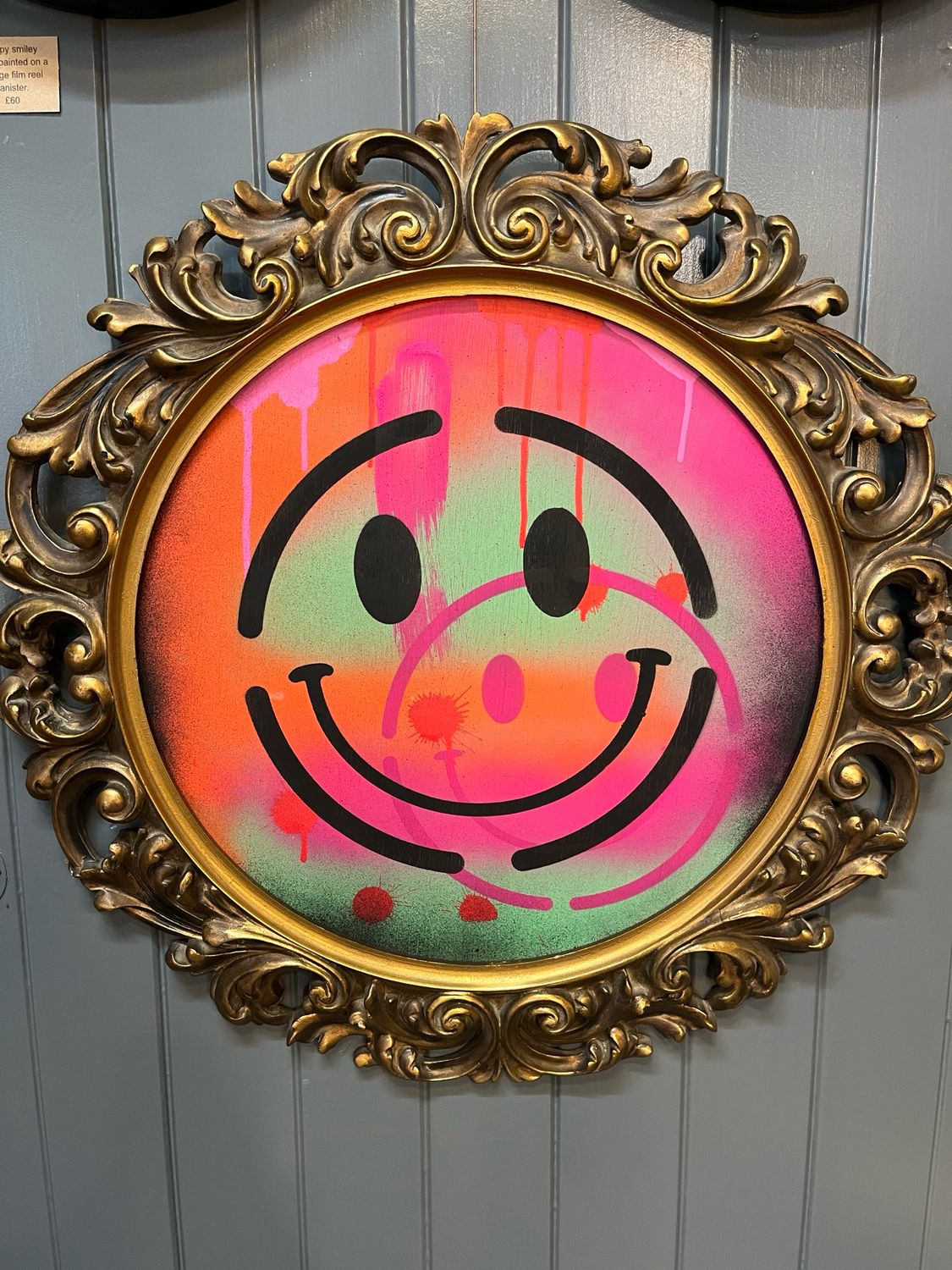 Smiley Art In Ornate Gilt Frame