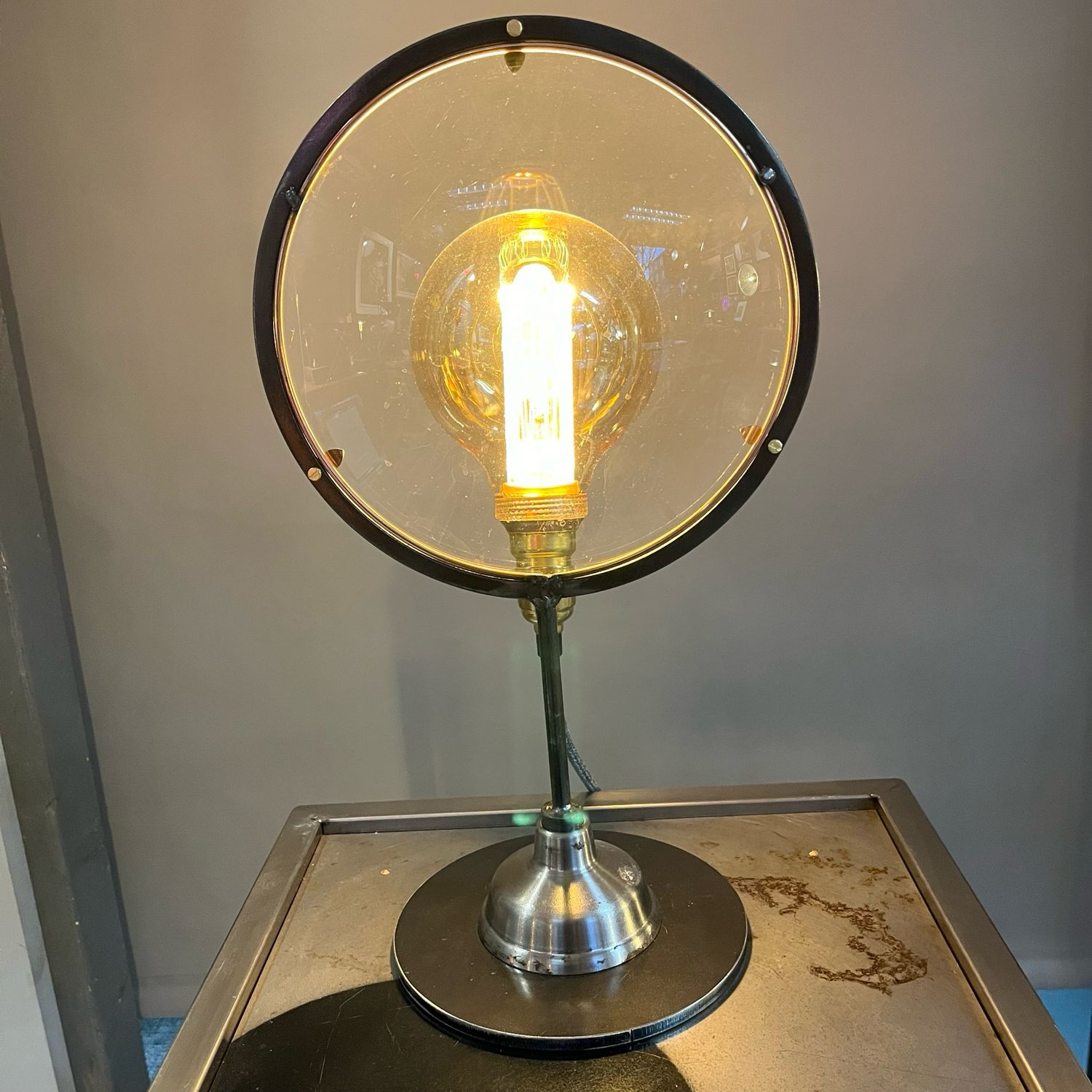 Reclaimed Lens Lamp (large Lens)