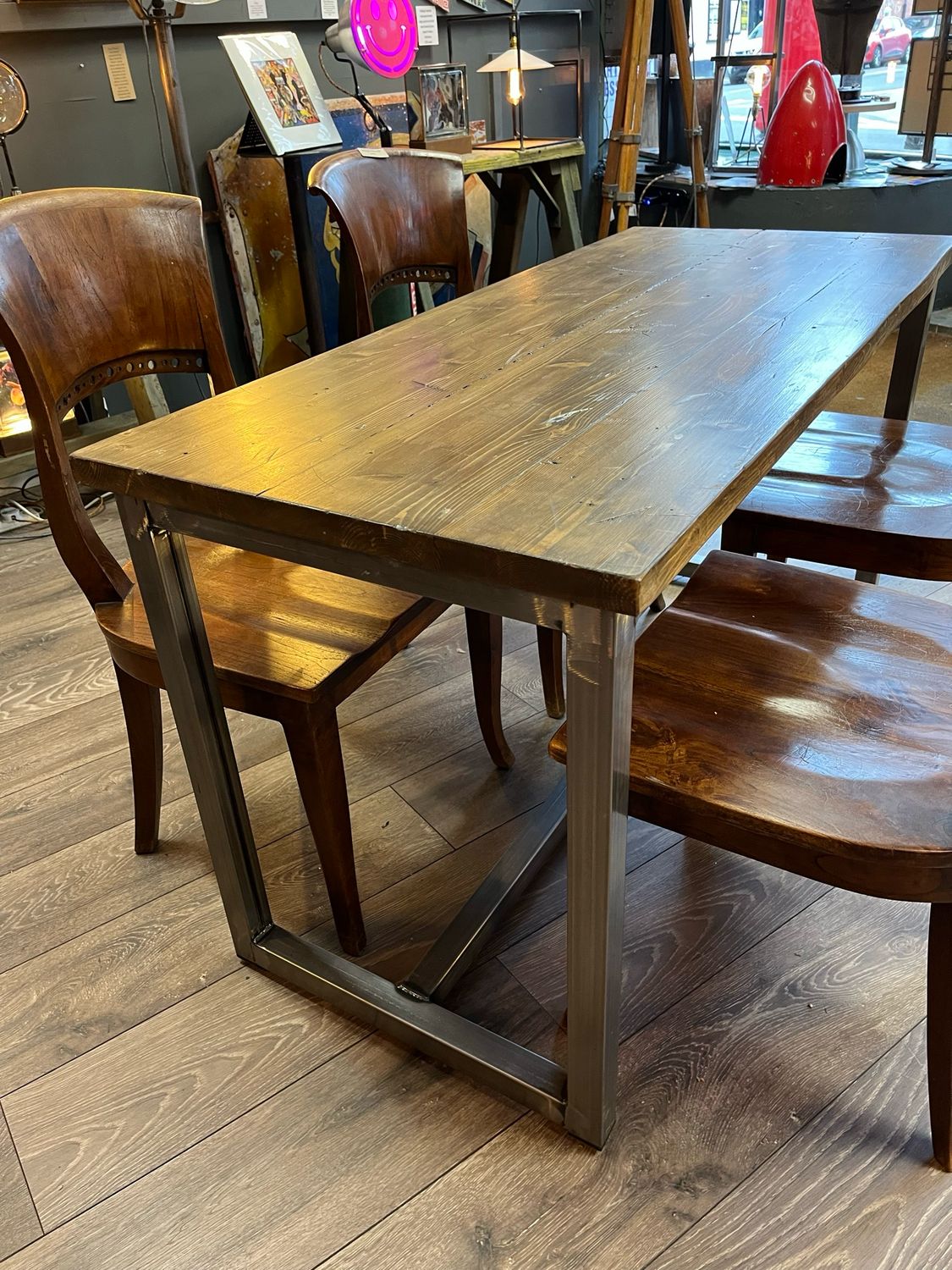 Industrial Steel And Wood Dining Table/Desk