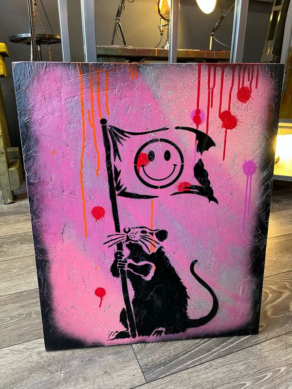 Smiley Rat Graffiti On Board