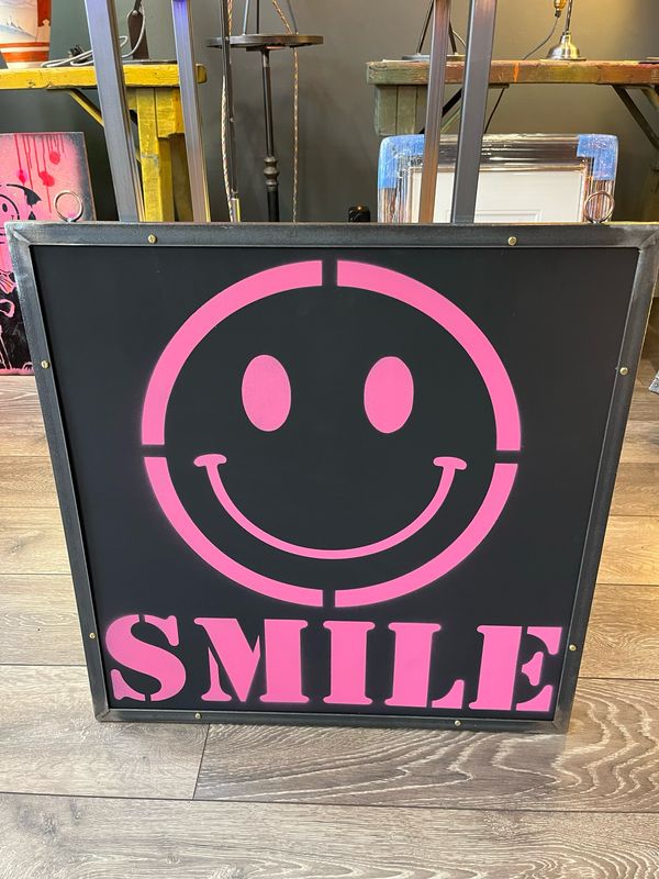 Smiley Art In Angle Iron Frame