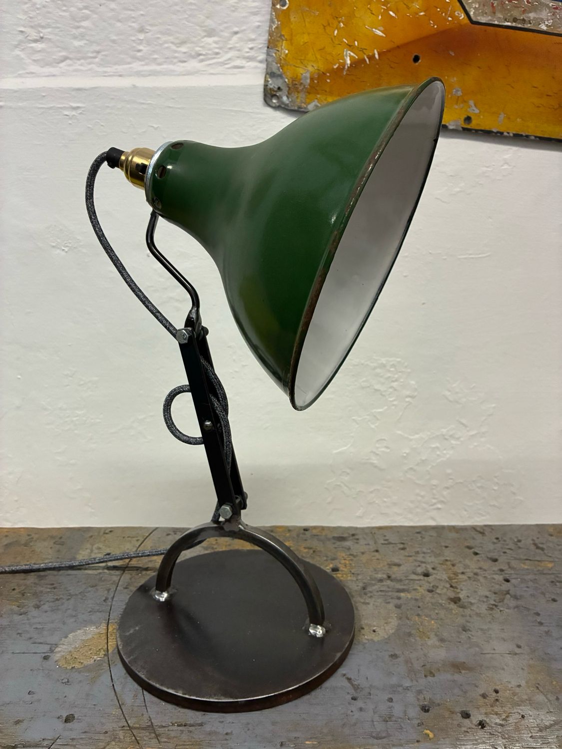 Industrial Desk lamp With Vintage Enamel Shade