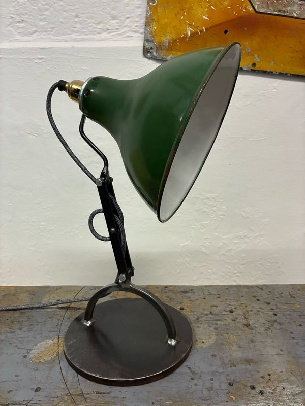 Industrial Desk lamp With Vintage Enamel Shade