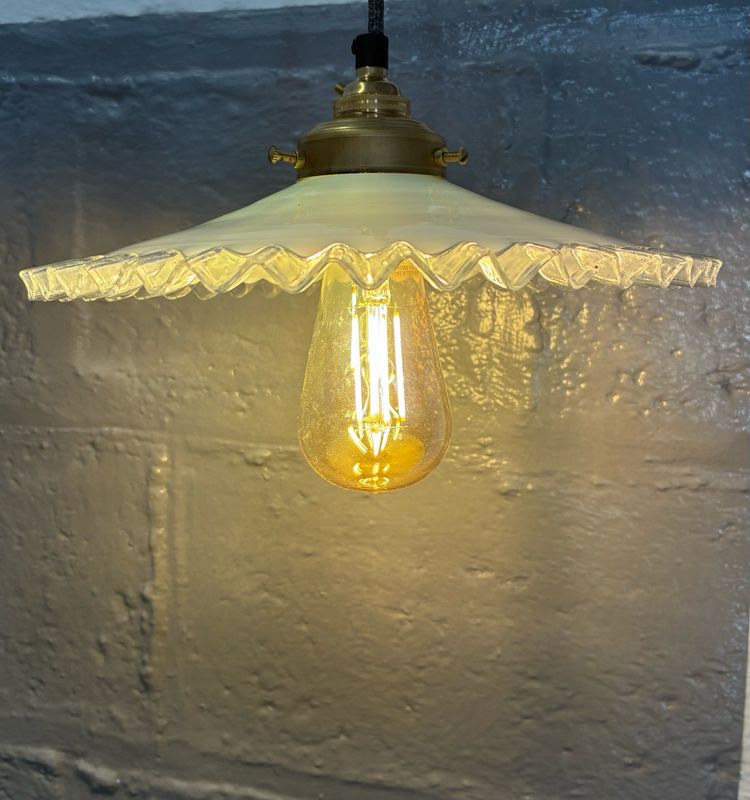 Vintage French Glass Coolie Lamp