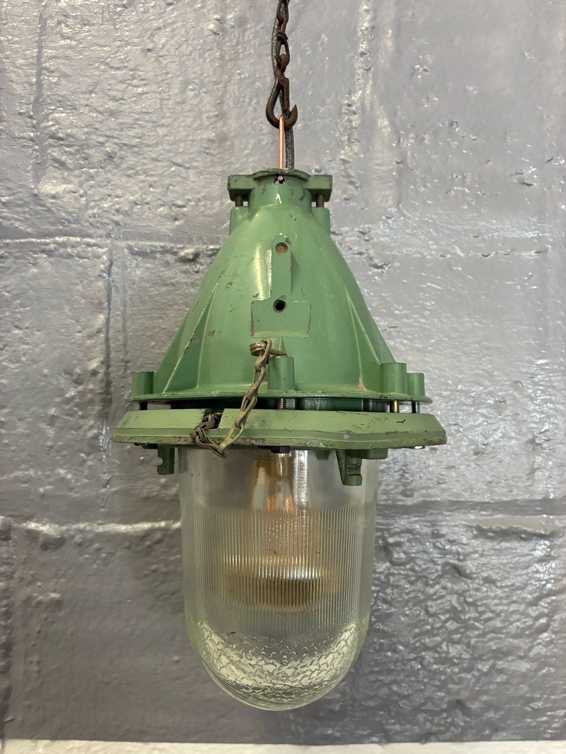 Vintage Soviet Explosion Proof Industrial Lamp