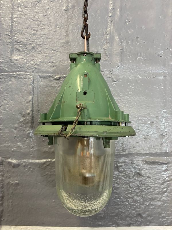 Vintage Soviet Explosion Proof Industrial Lamp