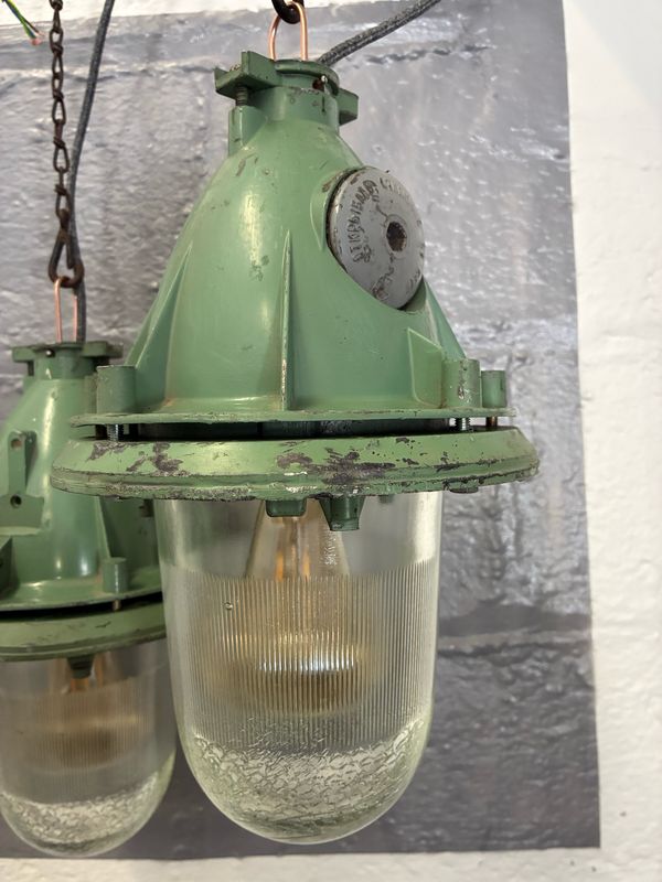 Vintage Soviet Explosion Proof Industrial Lamp
