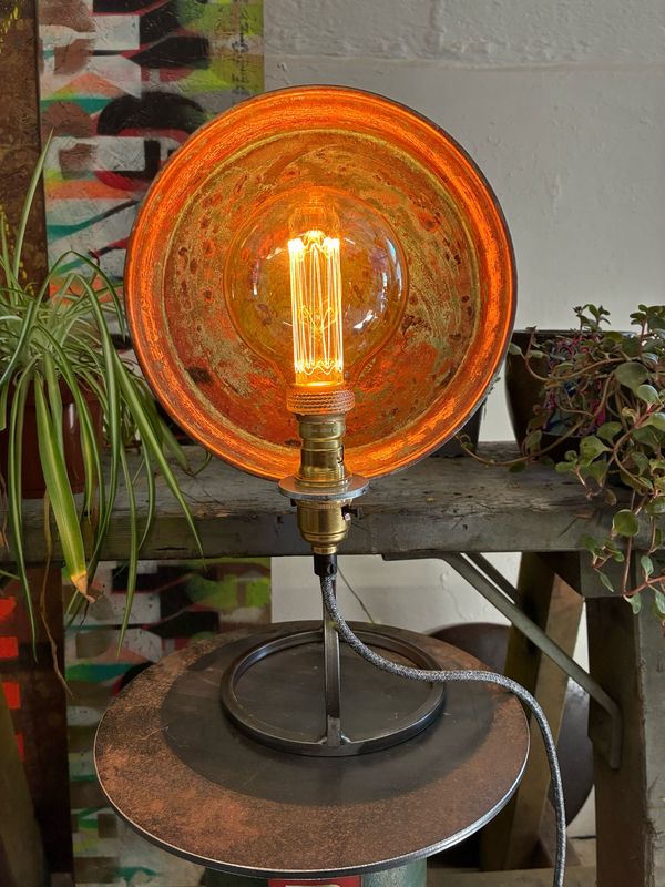 Copper Verdigris Plate Lamp