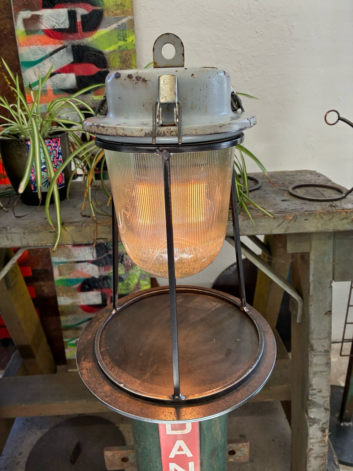Vintage Blast Proof Light With Table Top Stand
