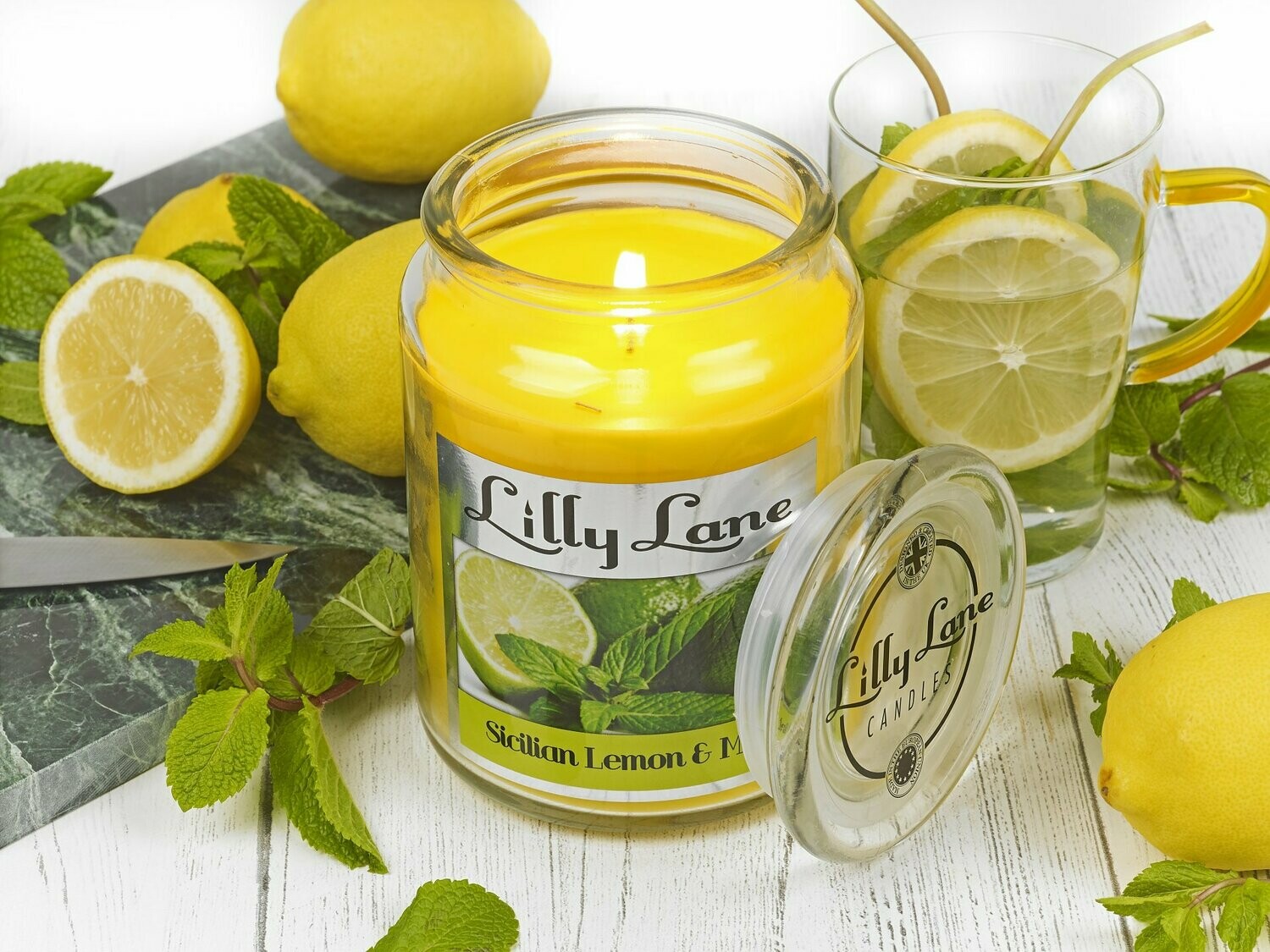 Lilly Lane Sicilian Lemon & Mint 18oz Jar Candle