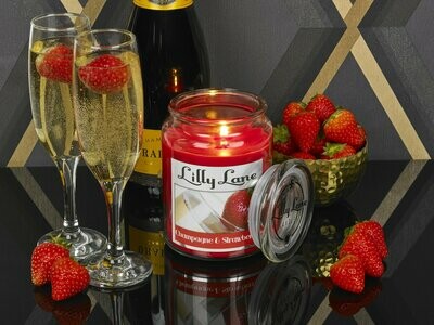 Lilly Lane Champagne & Strawberry 18oz Jar Candle