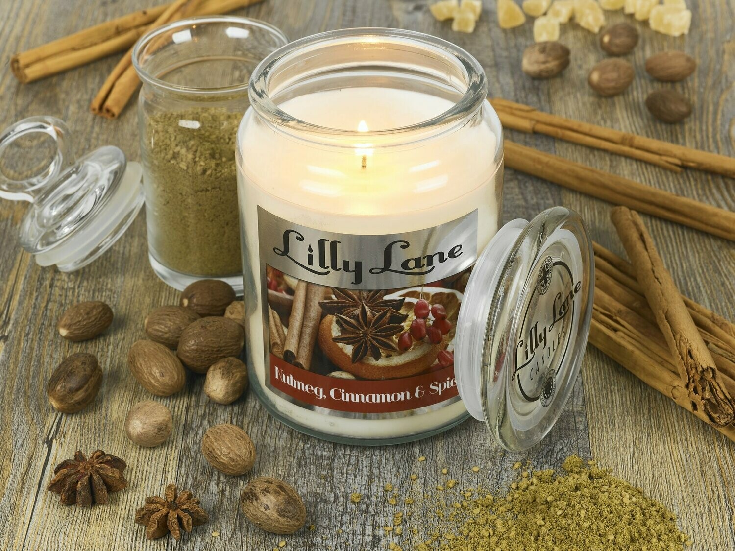 Lilly Lane Nutmeg Cinnamon & Spice 18oz Jar Candle Lilly Lane Nutmeg Cinnamon & Spice 18oz Jar Candle
