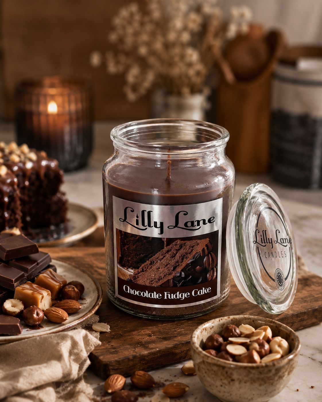Lilly Lane Chocolate Fudge Cake 18oz Jar Candle