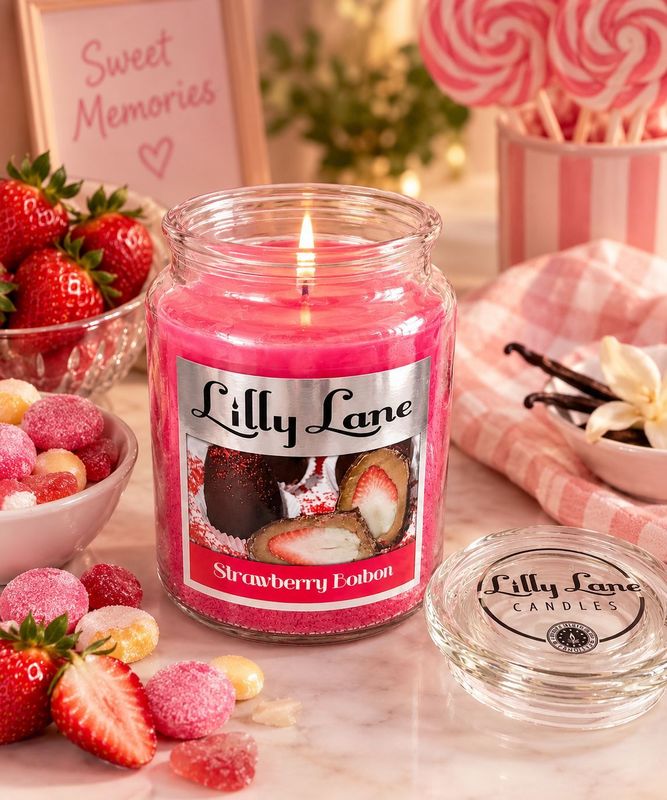 Lilly Lane Strawberry Bonbon 18oz Jar Candle