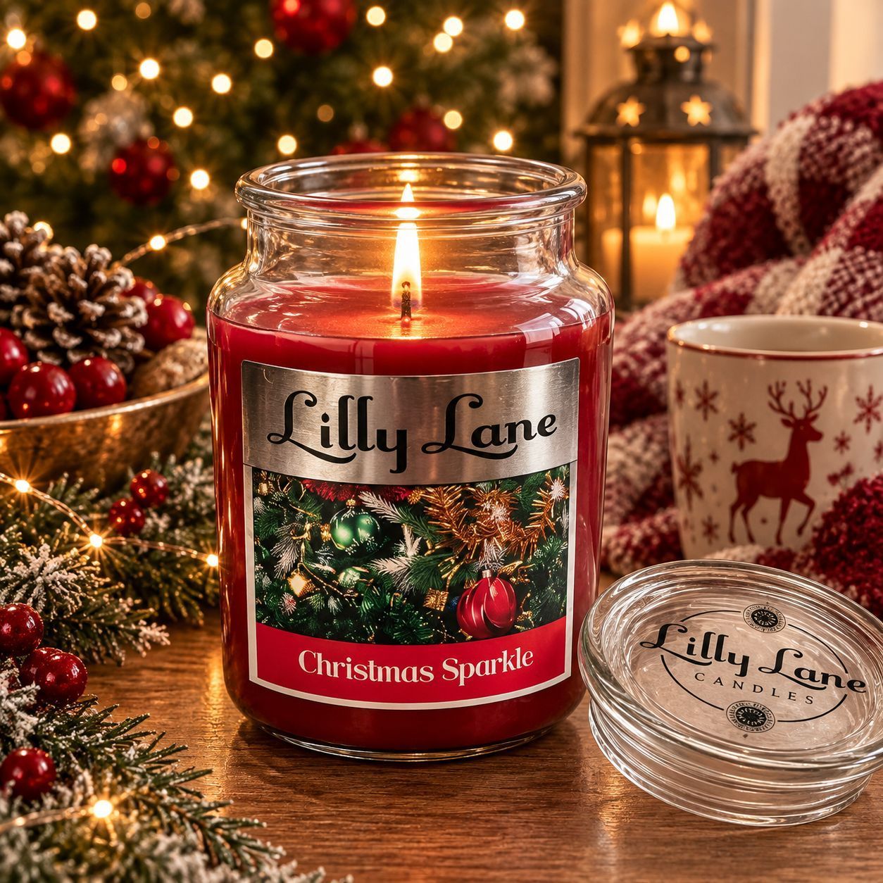 Lilly Lane Christmas Sparkle 18oz Jar Candle Lilly Lane Christmas Sparkle 18oz Jar Candle
