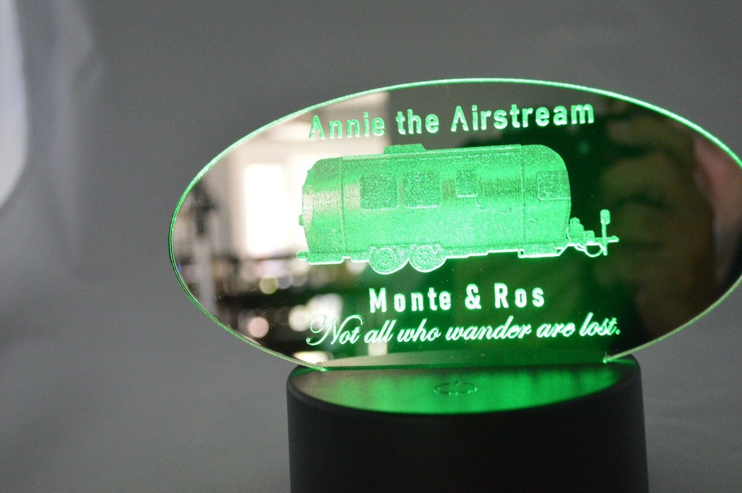 Customizable Airstream Silver Mirror Acrylic with LED Base