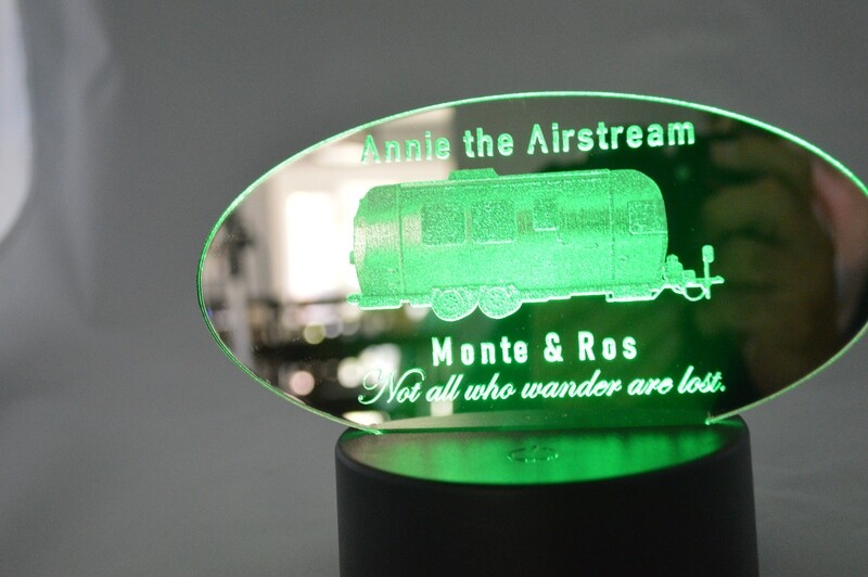 Customizable Airstream Silver Mirror Acrylic with LED Base