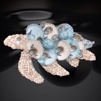 Light Blue &amp; White Turtle
