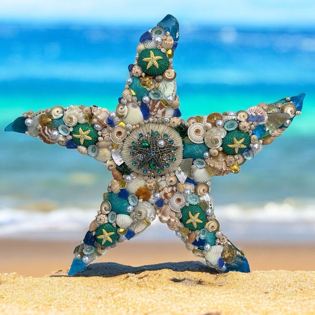 Jumbo Jeweled Starfish Blue Green