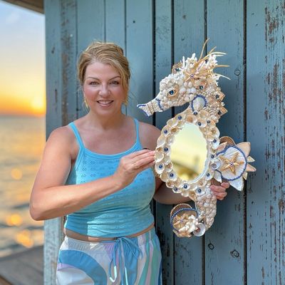 Seahorse Mirror Navy Gold