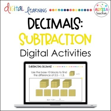 Digital Subtracting Decimals Activities