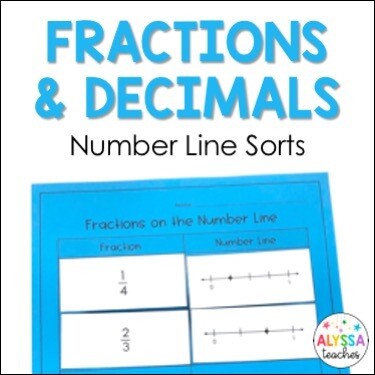 Fractions and Decimals on the Number Line Sorting Activities