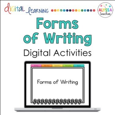 Forms of Writing Digital Activities | Narrative, Expository, Opinion, Descriptive