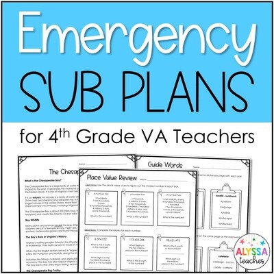 4th Grade Emergency Substitute Plans for Virginia Teachers 4th Grade Emergency Substitute Plans for Virginia Teachers