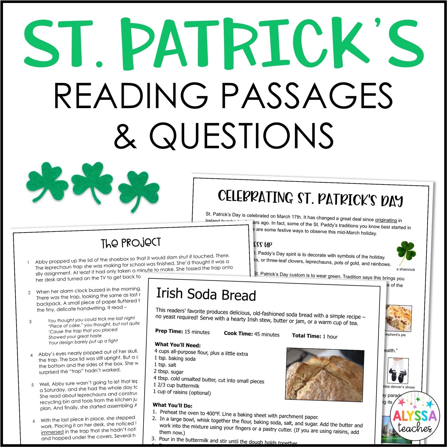 St. Patrick's Day Reading Passages with Comprehension Questions