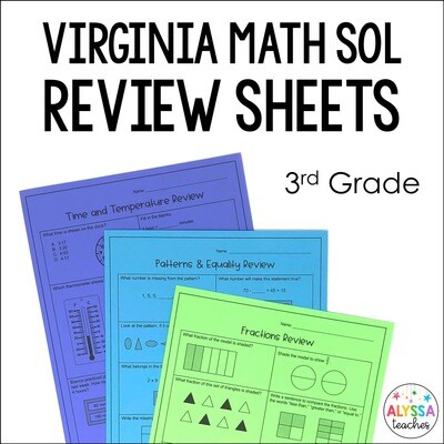 3rd Grade Virginia Math SOL Review Worksheets