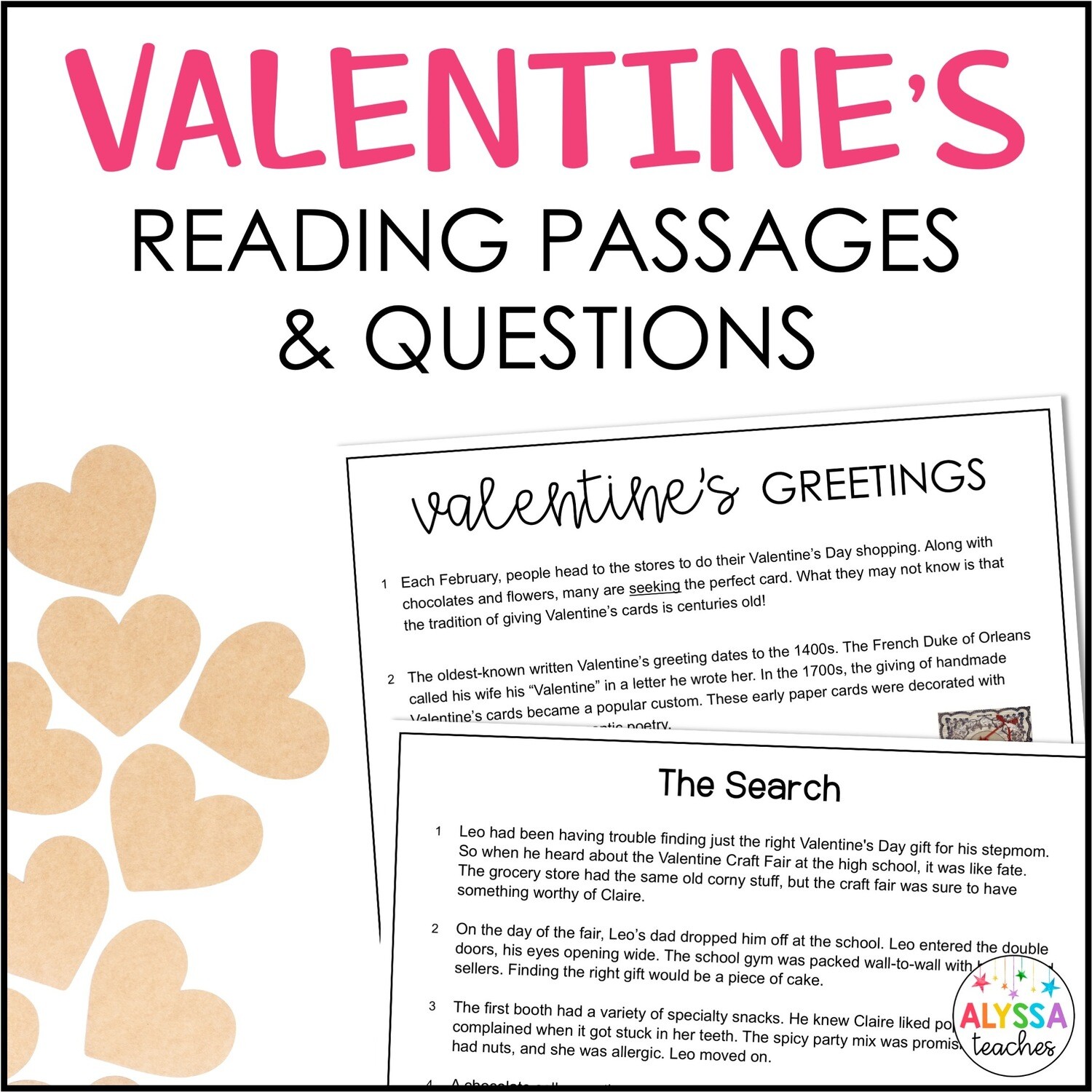 Valentine's Day Reading Passages with Comprehension Questions