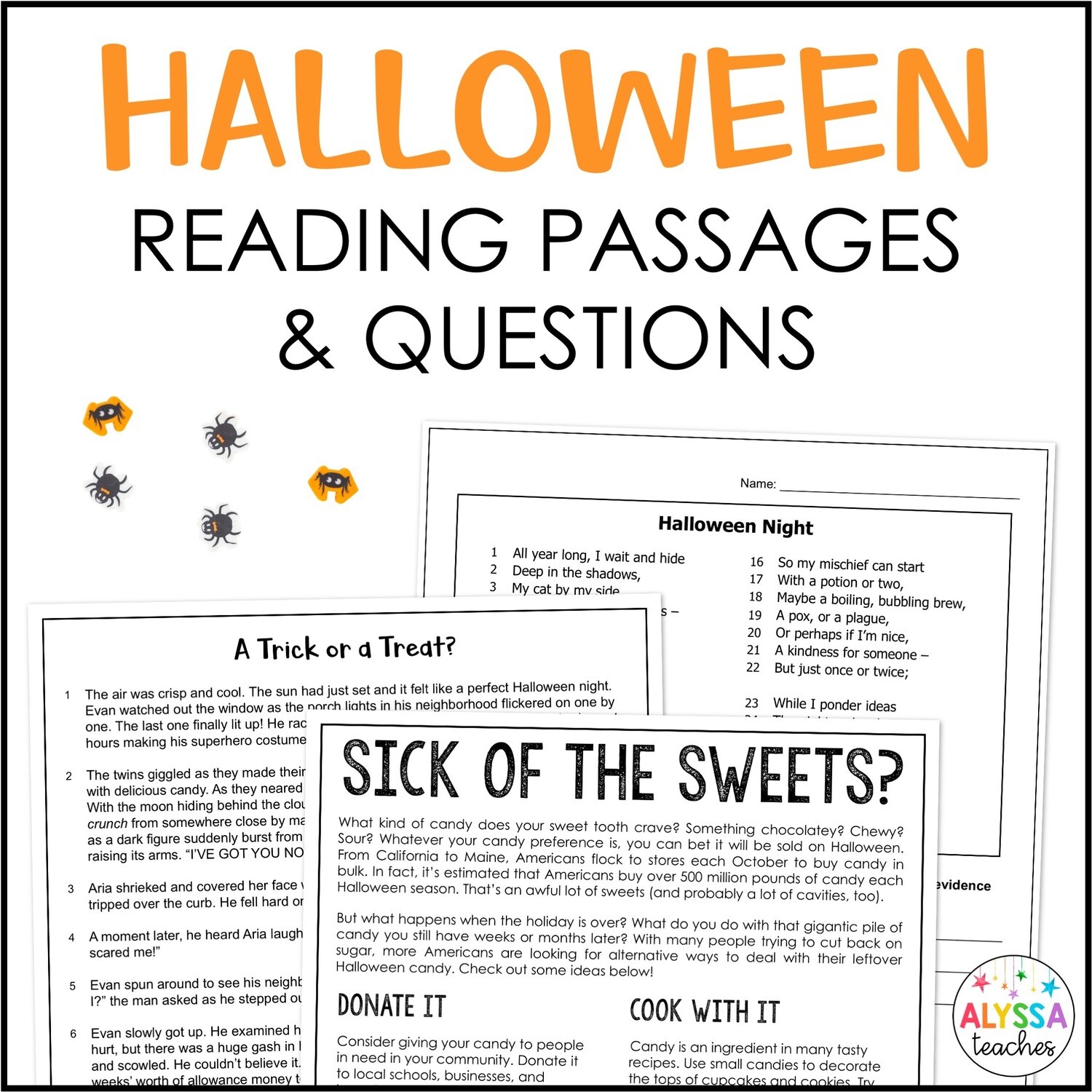Halloween Reading Passages with Comprehension Questions