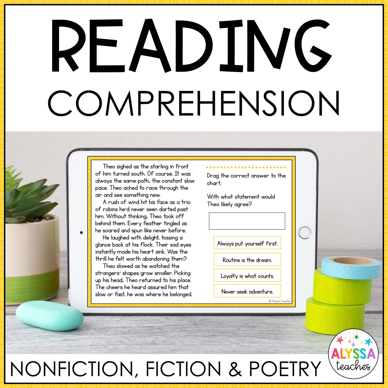 Nonfiction, Fiction, and Poetry Reading Comprehension Bundle | Digital and Print