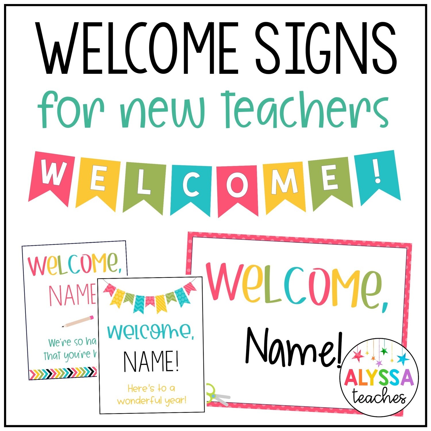 New Teacher Welcome Signs and Banner | Editable
