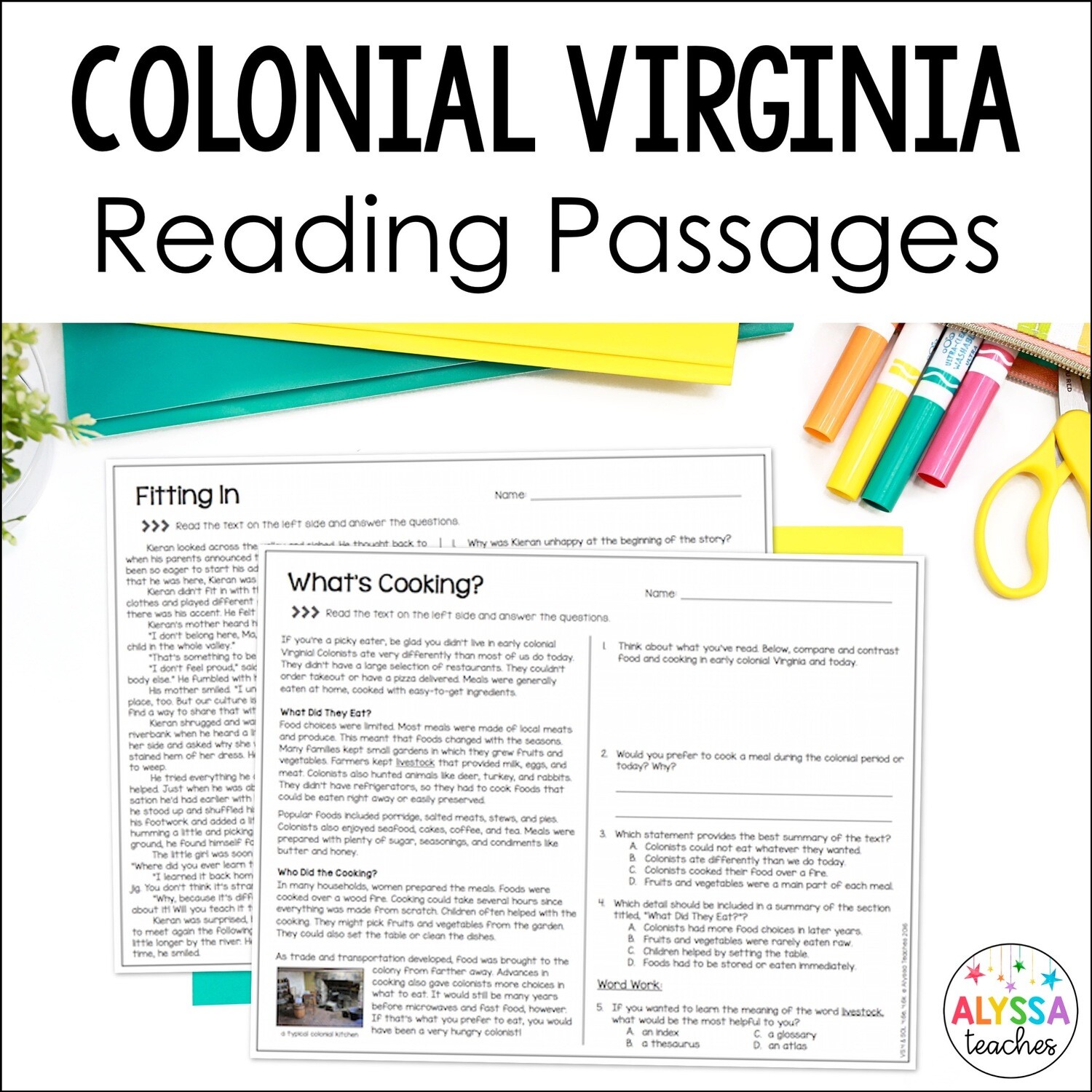 Colonial Virginia Reading Passages and Questions