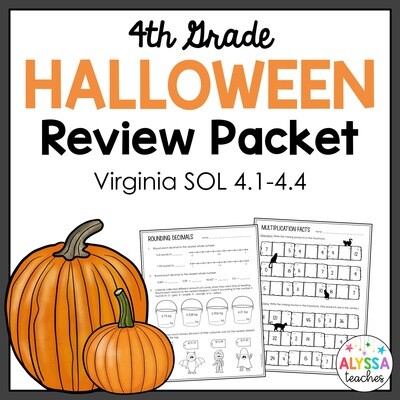 4th Grade Halloween Math Review Packet (Place Value and Operations)