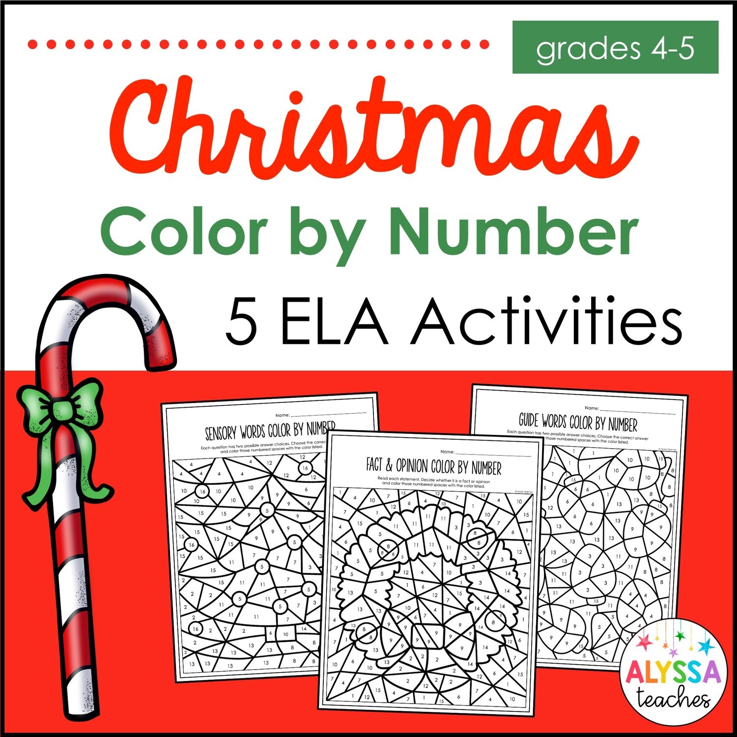 Christmas Reading Color by Number Activities