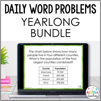 Daily Word Problems Bundle for Grade 4 Math SOLs