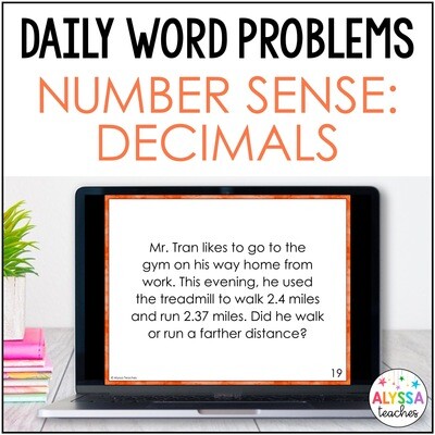 Decimal Place Value Word Problems for Daily Math Review