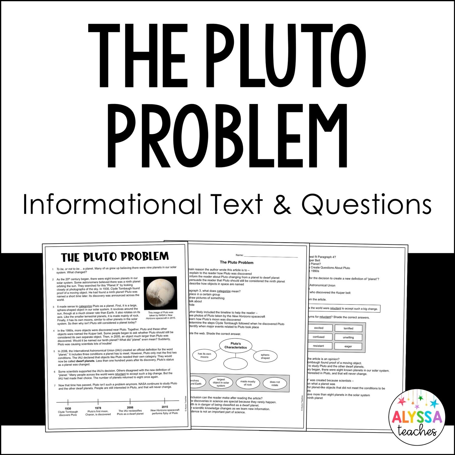 Pluto Nonfiction Comprehension Passage | 4th Grade