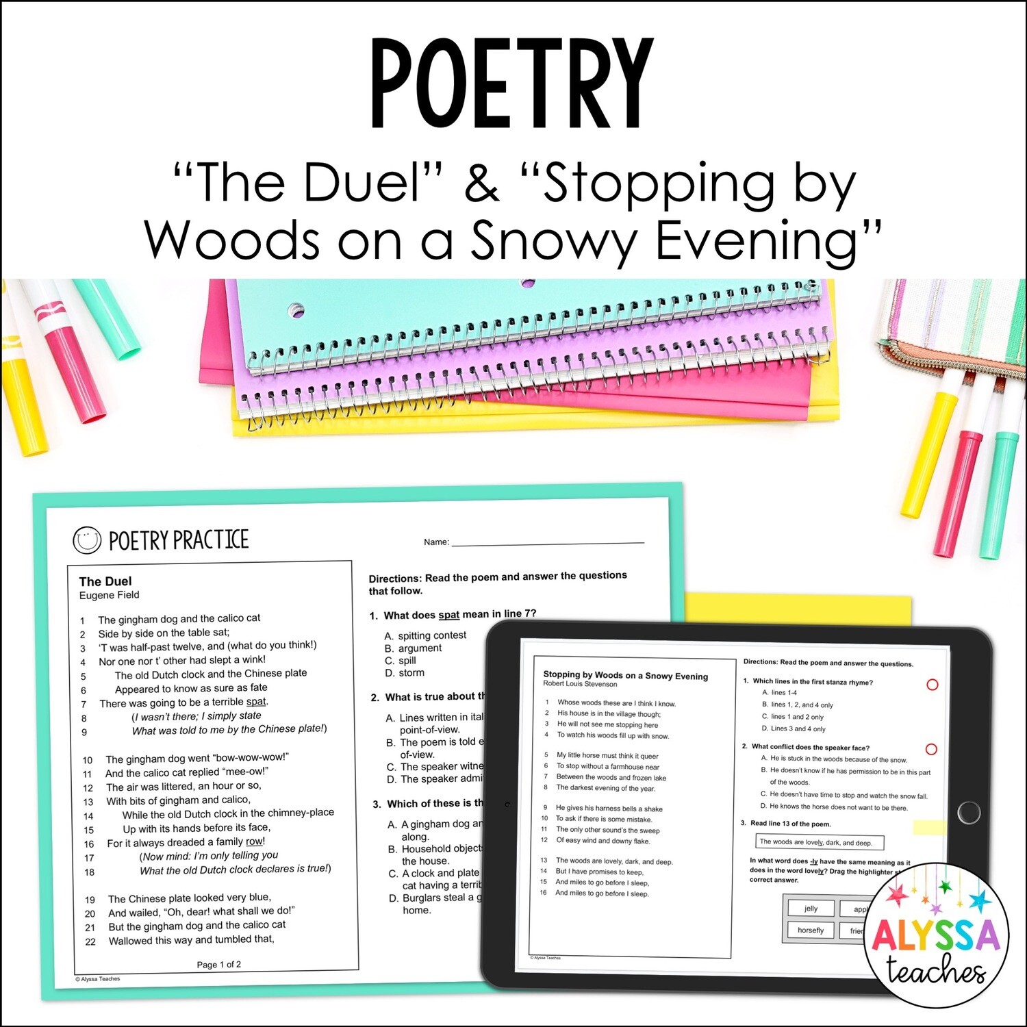Poetry Comprehension Practice | 5th Grade