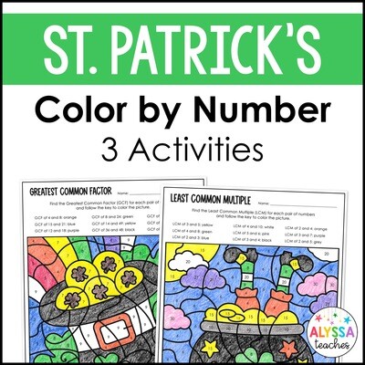 St. Patrick's Day Color by Number Activities for 4th Grade