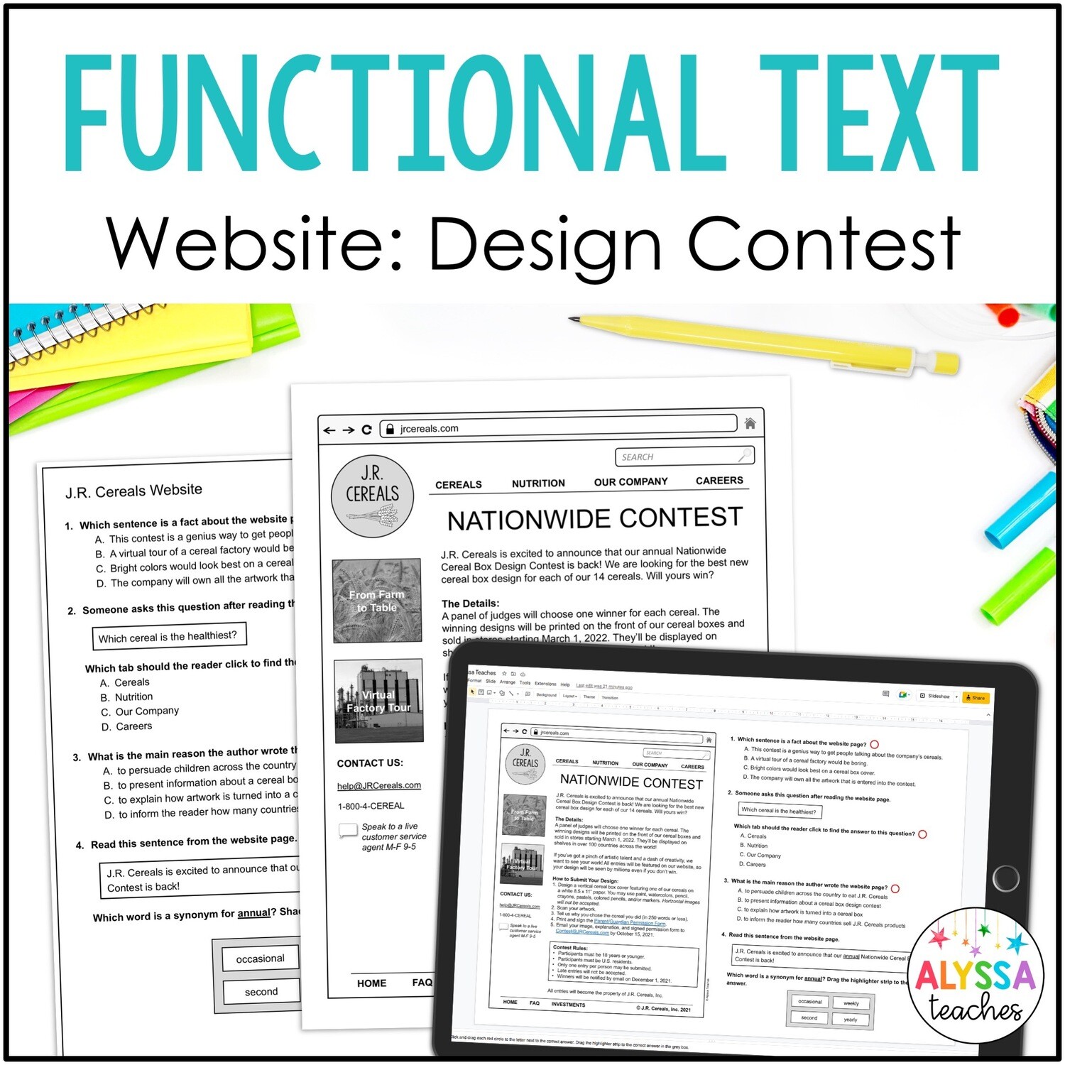Functional Text | Website Reading Comprehension