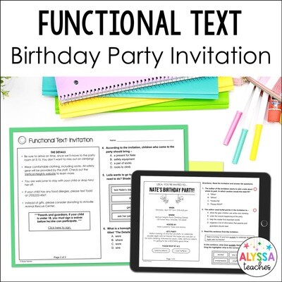 Functional Text Comprehension | Invitation | 3rd Grade Reading SOLs
