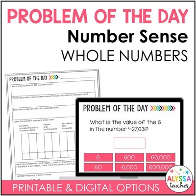 Math Problem of the Day: Number Sense (Digital & Worksheets)
