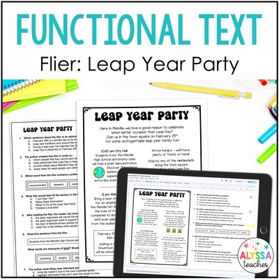 Leap Year Functional Text Comprehension | Flier | 4th Grade Reading SOLs