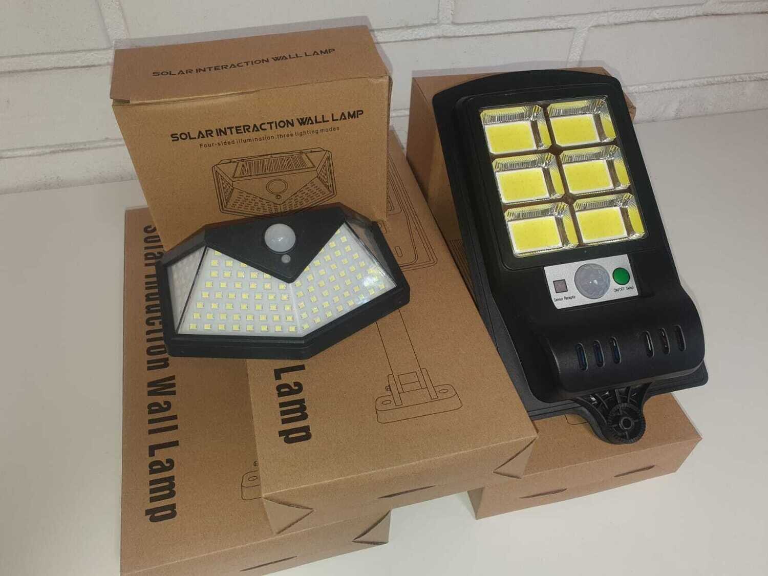 PACK SOLAR - 3 Focos 120 COB + 2 Focos Pared